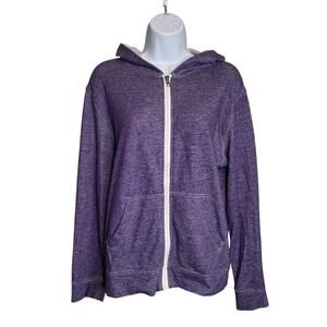 OP Ocean Pacific Women's Purple Full‎ Zip Hooded Sweatshirt Jacket Size XL Comfy